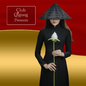 Woman holding flower for Anti-aging Course with words "Club Qigong Presents"