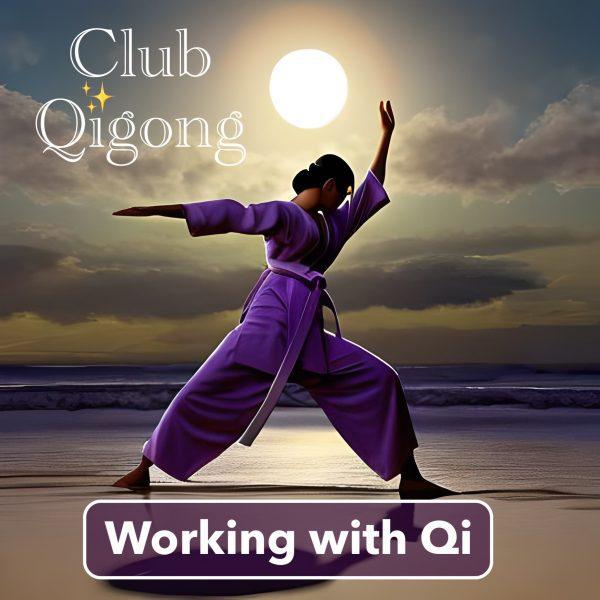 Woman under the sun working with qi in qigong