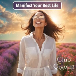 Woman with shades smiling and bright sun behind her.