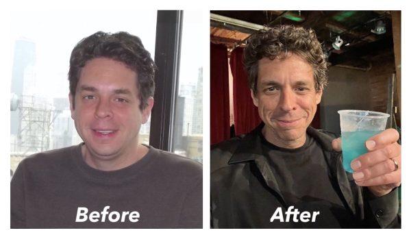 Joe before and after his diet and weight loss