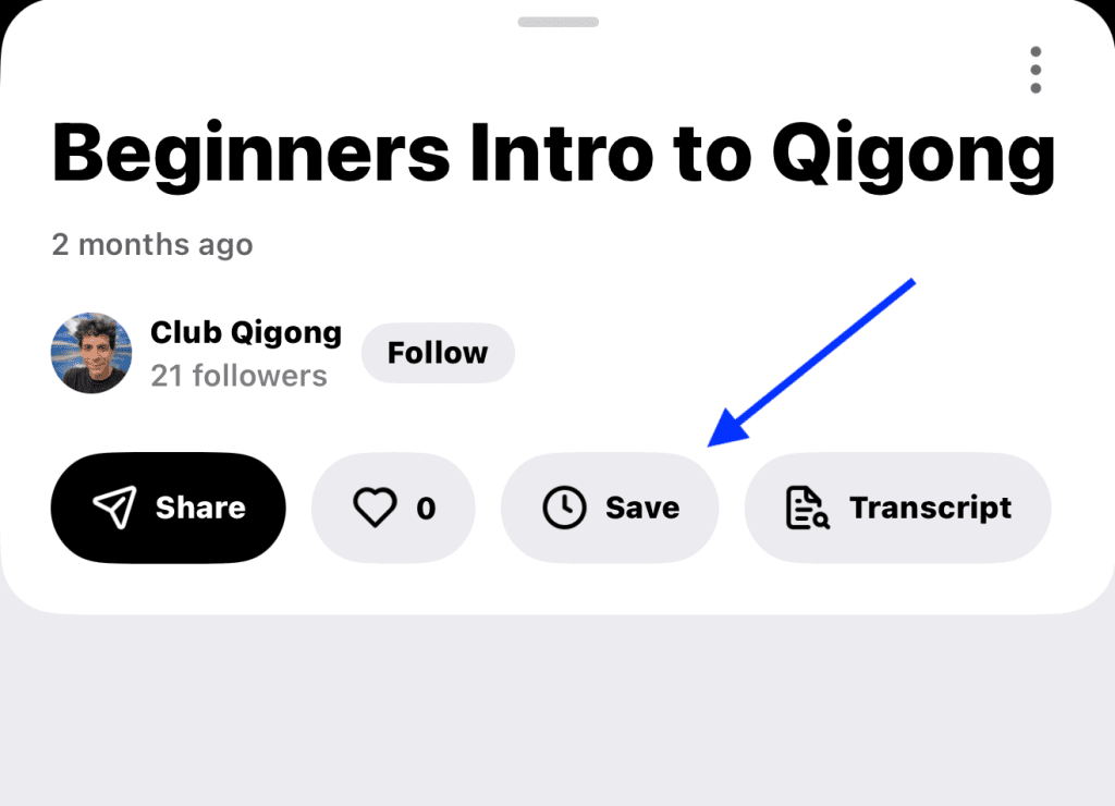 Vimeo video page showing the Save button (clock icon) below the video title on the app.